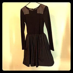 Alice + Olivia Black M Wool Bodycon + Flare dress